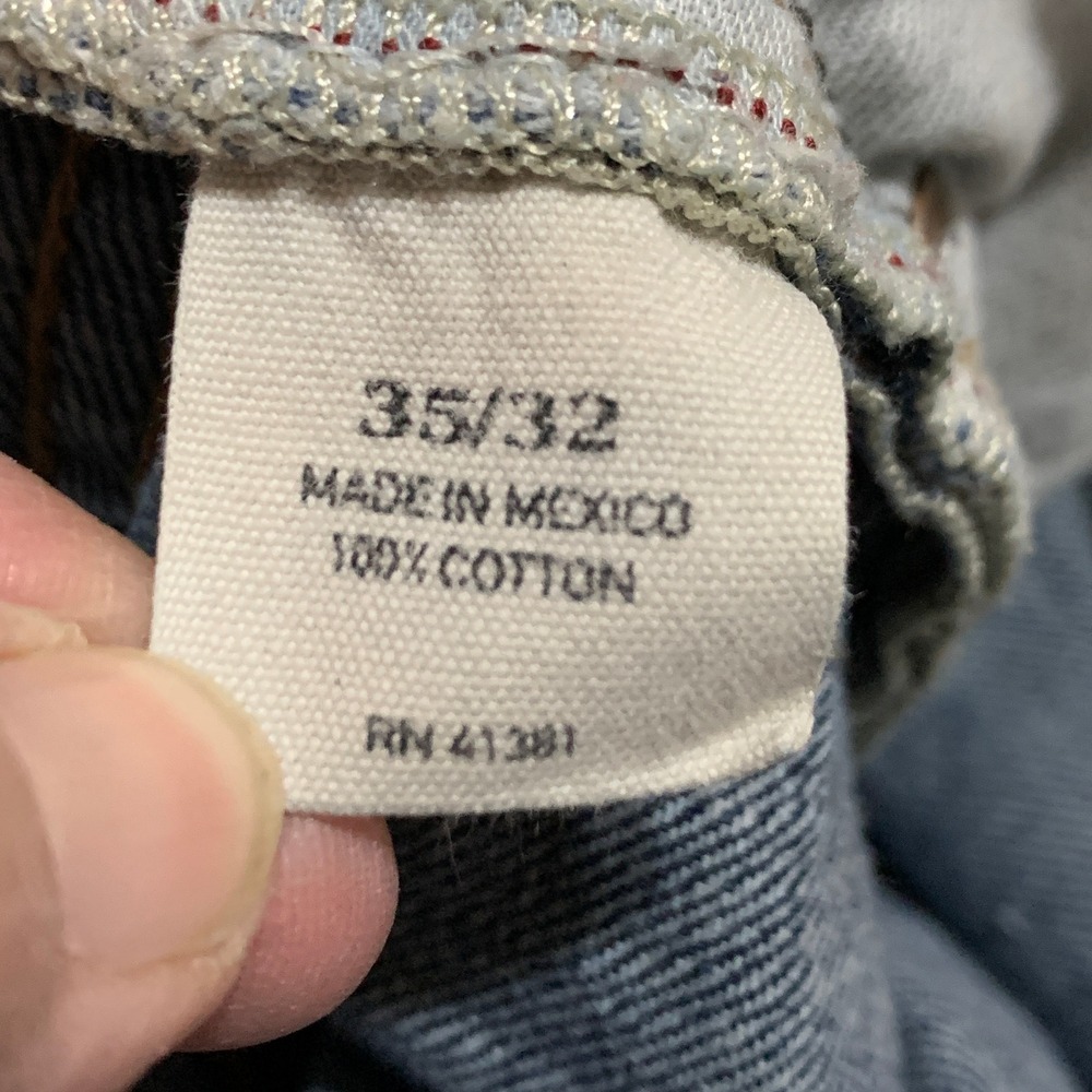 Polo Ralph Lauren Hampton Straight Jeans Mens 35x32 Blue Distressed Preppy - Picture 11 of 16